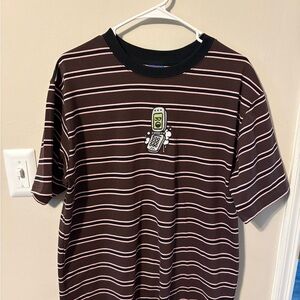 Striped Brown T-Shirt with Embroidered Design